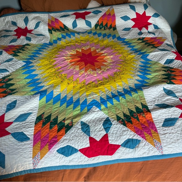 Vintage Other - Vintage Handmade Lonestar pattern quilt. Hand quilted and bright colors
